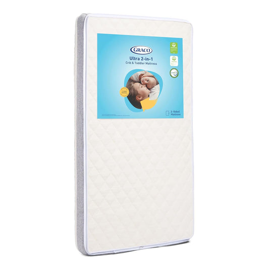 Graco Colchón Ultra 2 en 1 de Doble Cara para Cuna y niños pequeños, Certificado GREENGUARD Gold, Ultra Suave, Lavable a máquina, Resistente al Agua, colchón de Doble Cara para bebés y niños pequeños