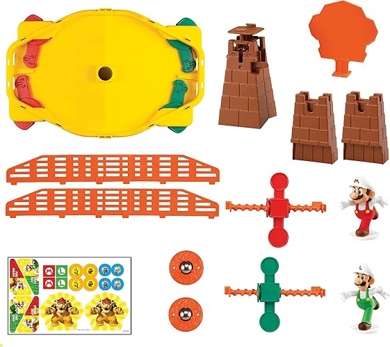 EPOCH Super Mario Fireball Stadium - Juego de acción de Mesa para 2 Jugadores para Mayores de 5 años - Incluye Bowser's Tower, Objetivos de Doble Cara y Cifras de acción coleccionables Mario & Luigi