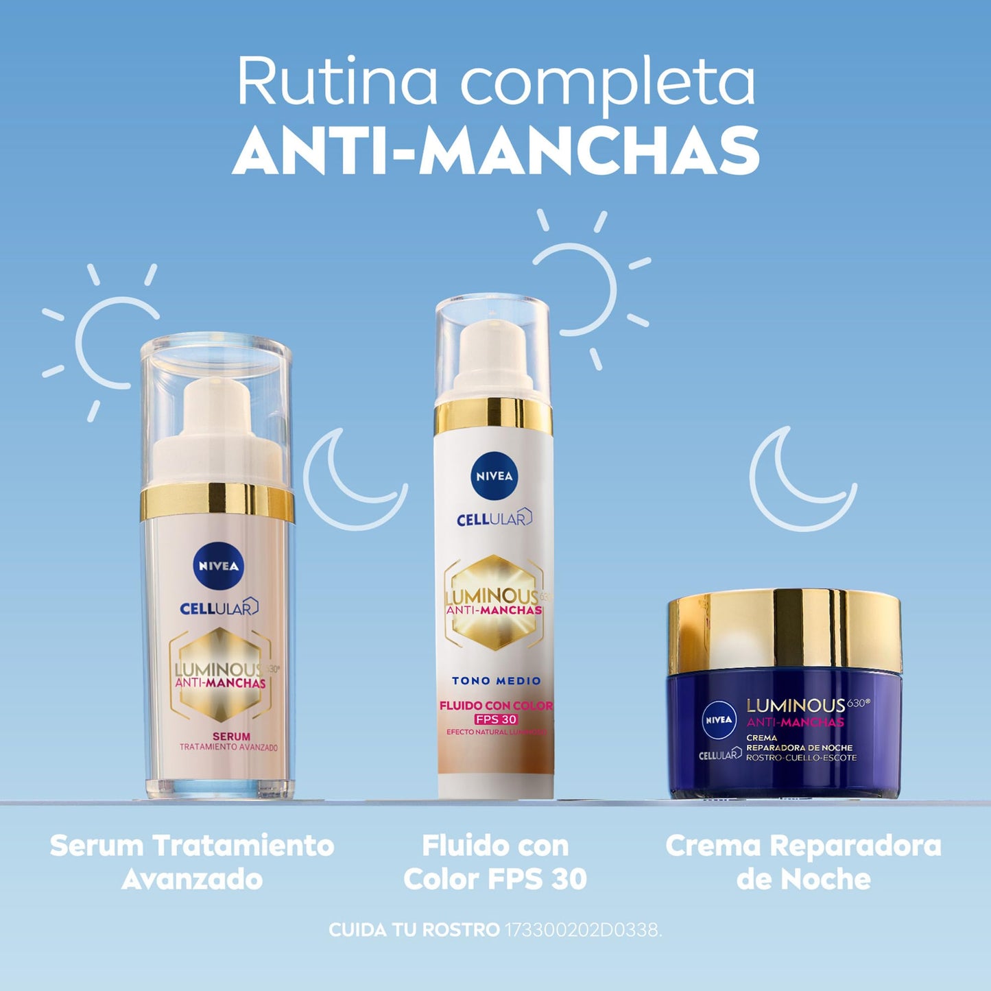 NIVEA Luminous 630 Fluido con Color 3 en 1 Tono Medio (40 ml) - Enriquecido con Ácido Hialurónico y Vitamina E para una Piel Luminosa sin Manchas por Edad, Solares u Hormonales