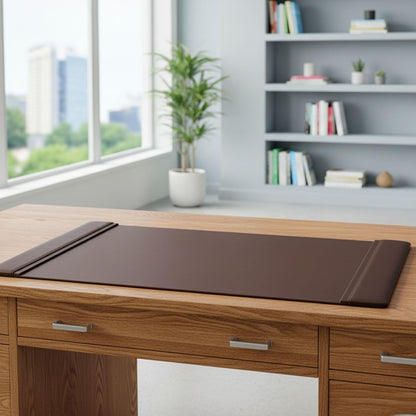 Dacasso P3401 Leather 34" x 20" Side-Rail Desk Pad, Chocolate Brown
