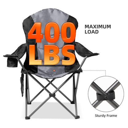 Foristrail - Juego de 2 sillas Plegables para Acampar para Adultos, Respaldo Alto Acolchado para Exteriores con Soporte Lumbar y Soporte para Tazas, Juego de sillas de Camping portátiles Resistentes