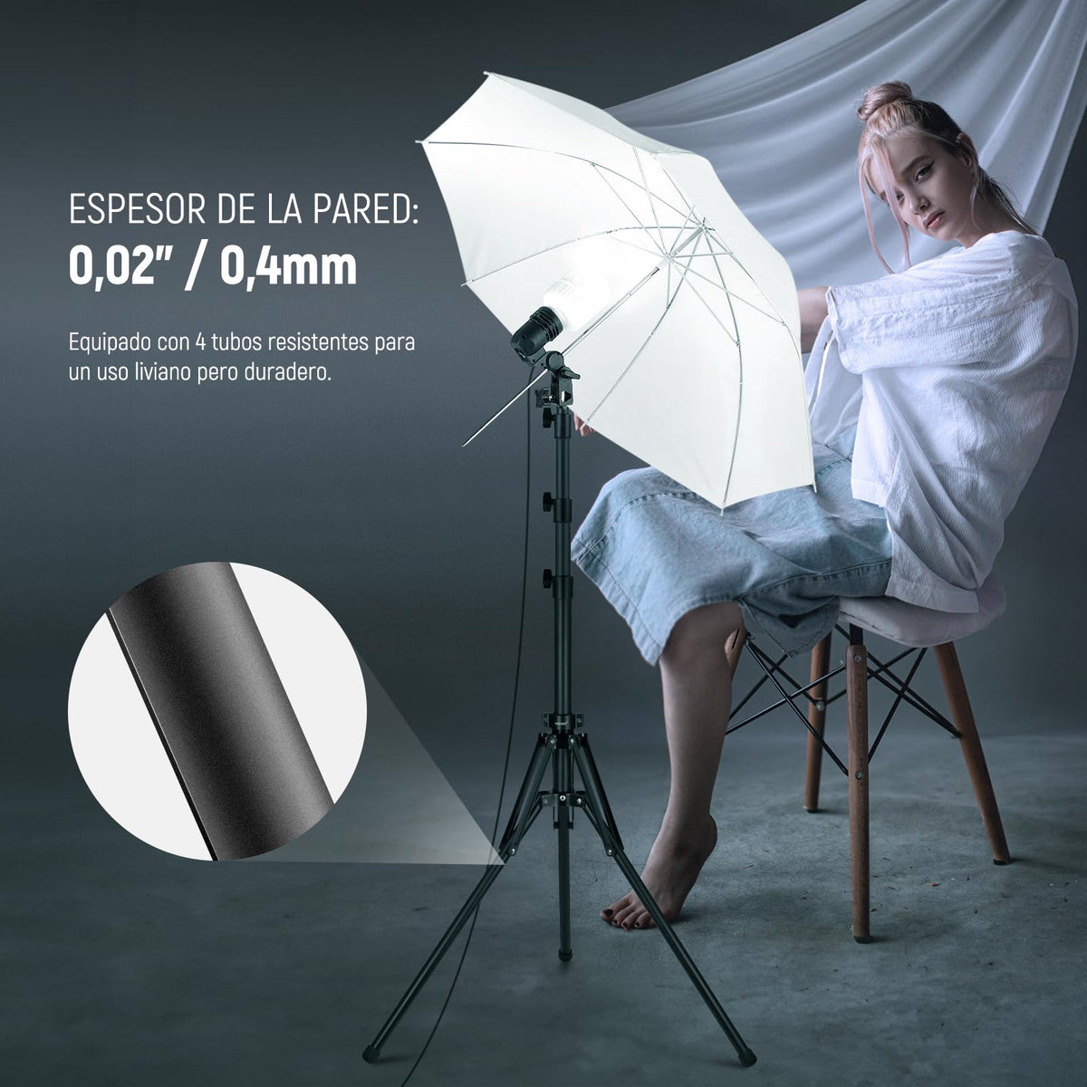 NEEWER Soporte de Luz con 180° Patas Reversibles, 178cm Trípode de Viaje Plegable para Luces de Anillo Luces de Fotografía con Tornillo de 1/4" 3/8", Bolsa para Softbox Estroboscópico Speedlite, ST70R