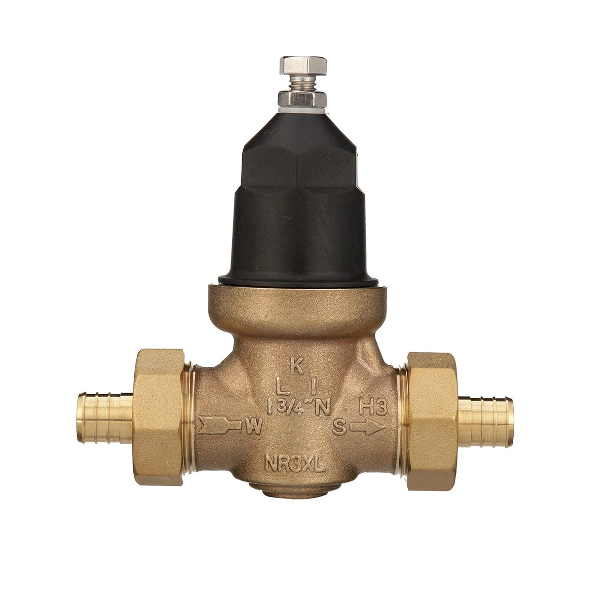 Zurn Wilkins 34-NR3XLDUPEX - Válvula reductora de presión NR3XL de 3/4 pulgadas con conexión de doble unión PEX de crimpado sin plomo