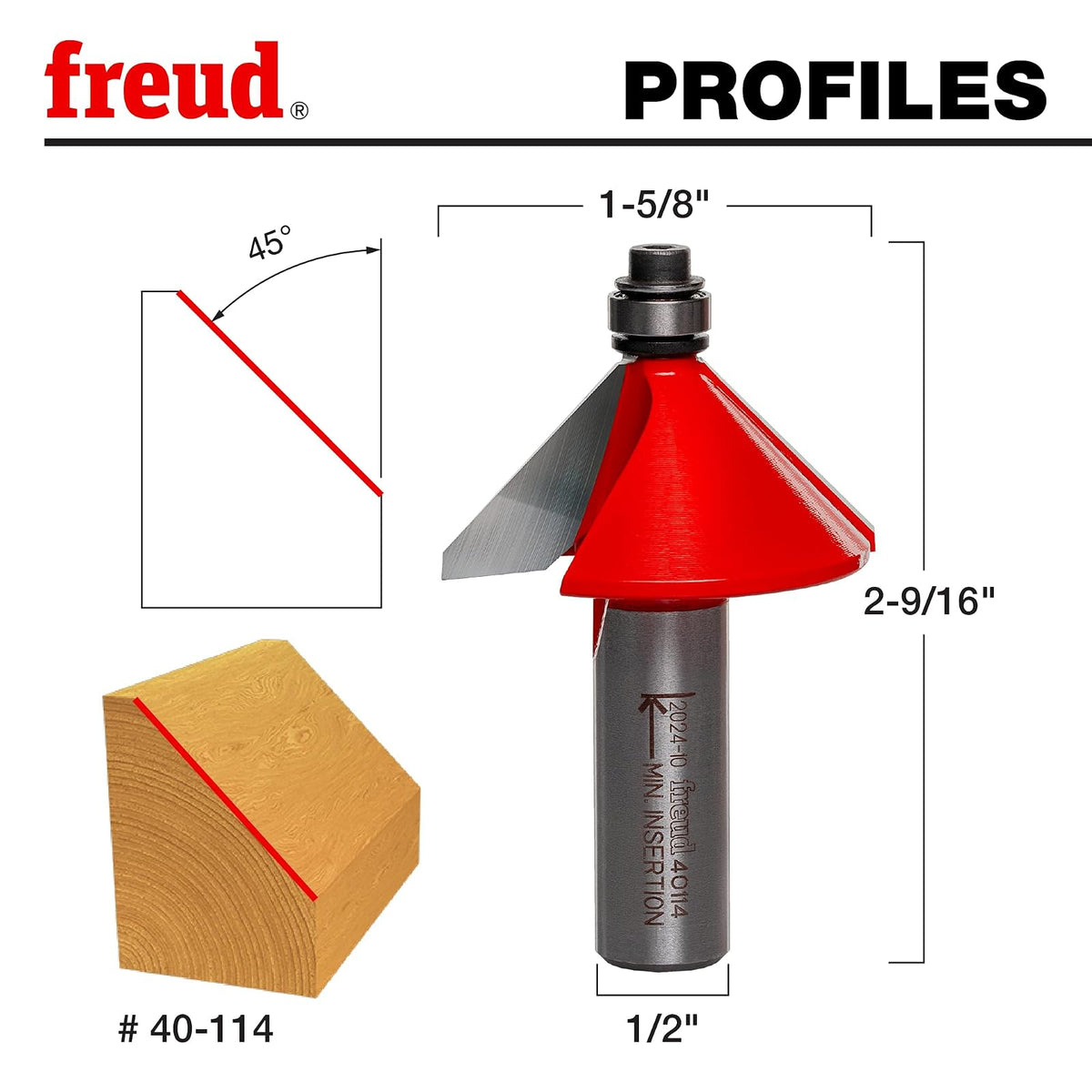 Freud 40-114: 1-5/8" (diámetro.) Broca de chaflán