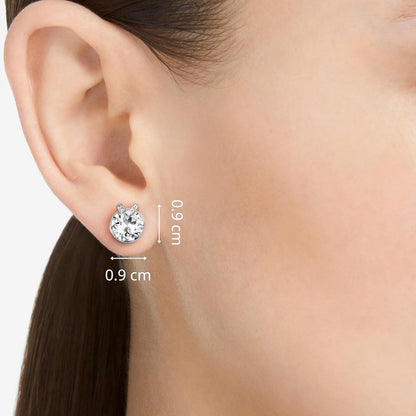 arete Swarovski Bella, corte redondo, pavé, blanco, baño de rodio