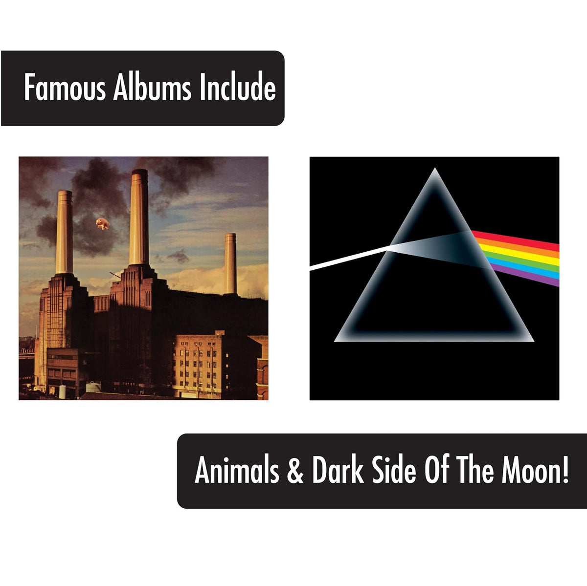 ICUP Pink Floyd - Cubiertas para álbum de 4 piezas, vidrio de pinta, grande, multicolor