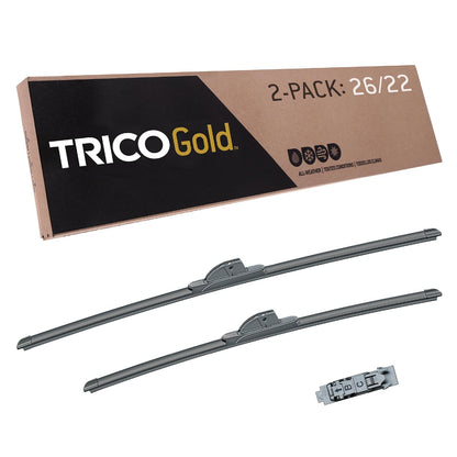 TRICO Gold Juego de 2 Plumas Limpiaparabrisas Super Premium - 26" + 22" Paquete de 2