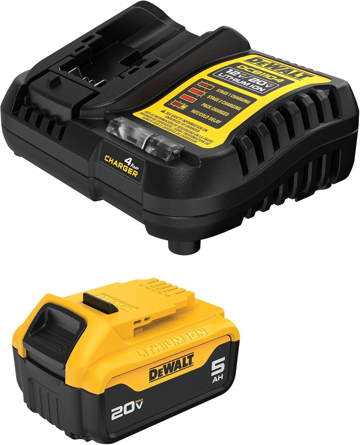 DeWalt Kit de Arranque de Batería DCB205C, Amarillo
