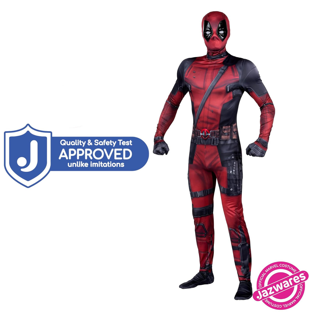 MARVEL Deadpool - Disfraz oficial de Halloween de Zentai para adultos, elastano elástico con aberturas en la muñeca (L)