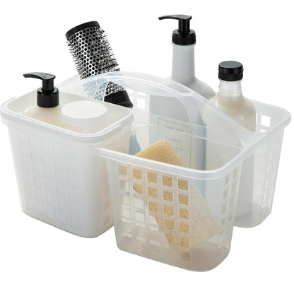 Bath Bliss 2 in 1 Portable, Bathroom Shower Caddy for Shampoo, Conditioner, Soap, and Cosmetics, in White Bath Tote