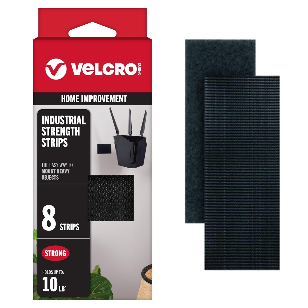 VELCRO Brand Cinta de Sujeción Industrial, Interior/Exterior - Negro - - 4in x 2in - Sujetadores resistentes de la marca VELCRO