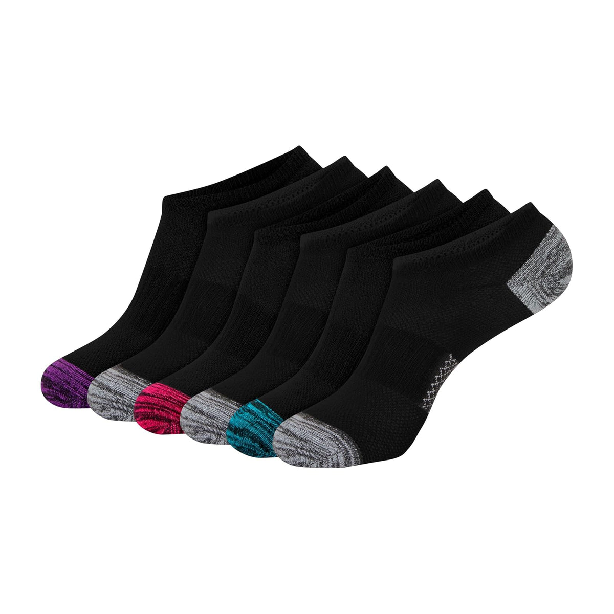 Hanes Calcetines Ligeros Invisibles Paquete de 6 Mujer - 5-9 - Negro - Gris