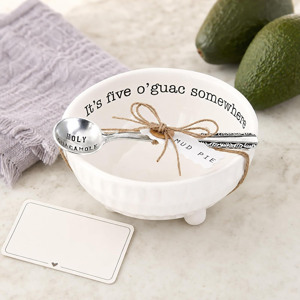 Mud Pie Guacamole - Juego de platos para servir, color blanco