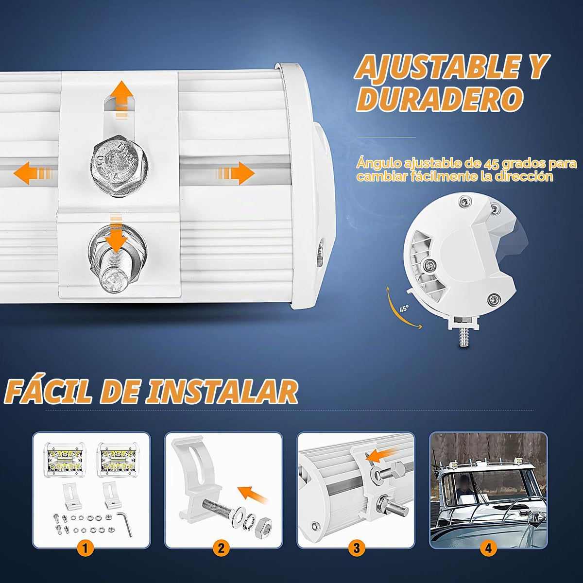 Nilight Marine - Juego de luces LED de navegación, 2 unidades de 4 pulgadas con puntos blancos de inundación, iluminación de muelle para cubierta de barco de Ponton, para pesca nocturna, puerto de