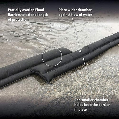 Barrera de inundación activada por agua Quick Dam QD65-1, 1 unidad, 5-ft, Negro