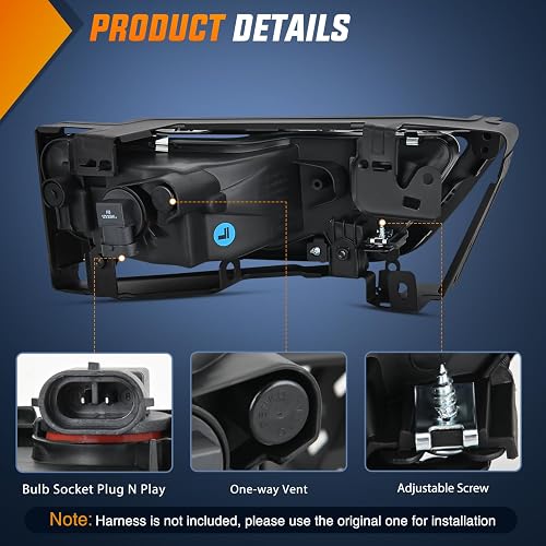 Nilight Fog Lights Assembly Compatible with 2013 2014 2015 Honda Accord (4-door Sedan) w/H8 12V 25W Bulbs Clear Lens Driver and Passenger Side