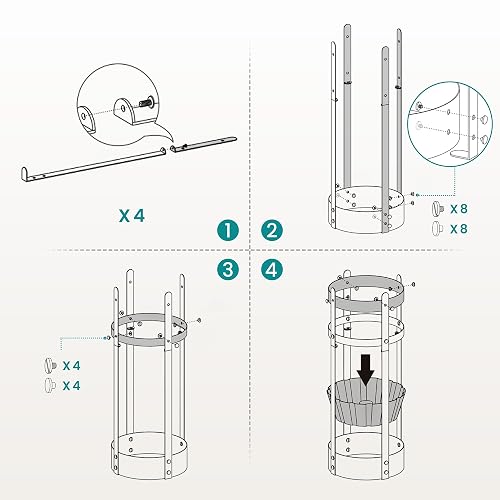 SONGMICS - Soporte para paraguas, Soporte redondo de acero para paraguas, 19.6 x 19.6 x 55.1 cm, con bandeja de goteo desmontable, para entrada, oficina, estable, requiere montaje, negro mate ULUC28BK