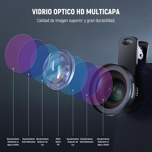 NEEWER Basics 2 en 1 Accesorios Kit Objetivos Cámara Móvil, Gran Angular HD 0,45x + Macro 15x, 37mm Lens Clamp Compatible con iPhone Samsung Android Smartphone, LS-67