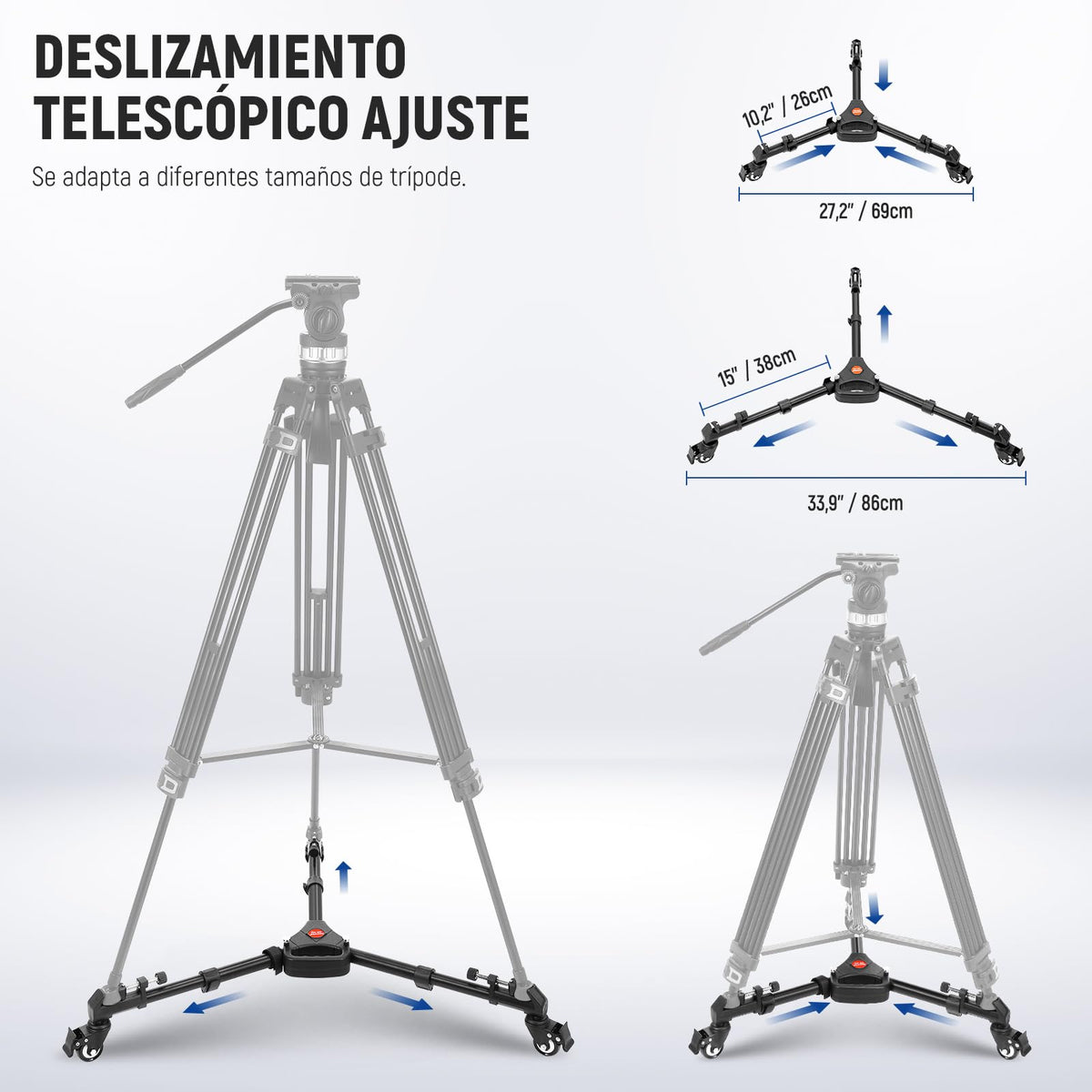 Neewer Fotografía Professional Heavy Duty Trípode Dolly con Ruedas de Goma y Patas Ajustables para Cámaras DSLR Iluminación de Video Fotográfico