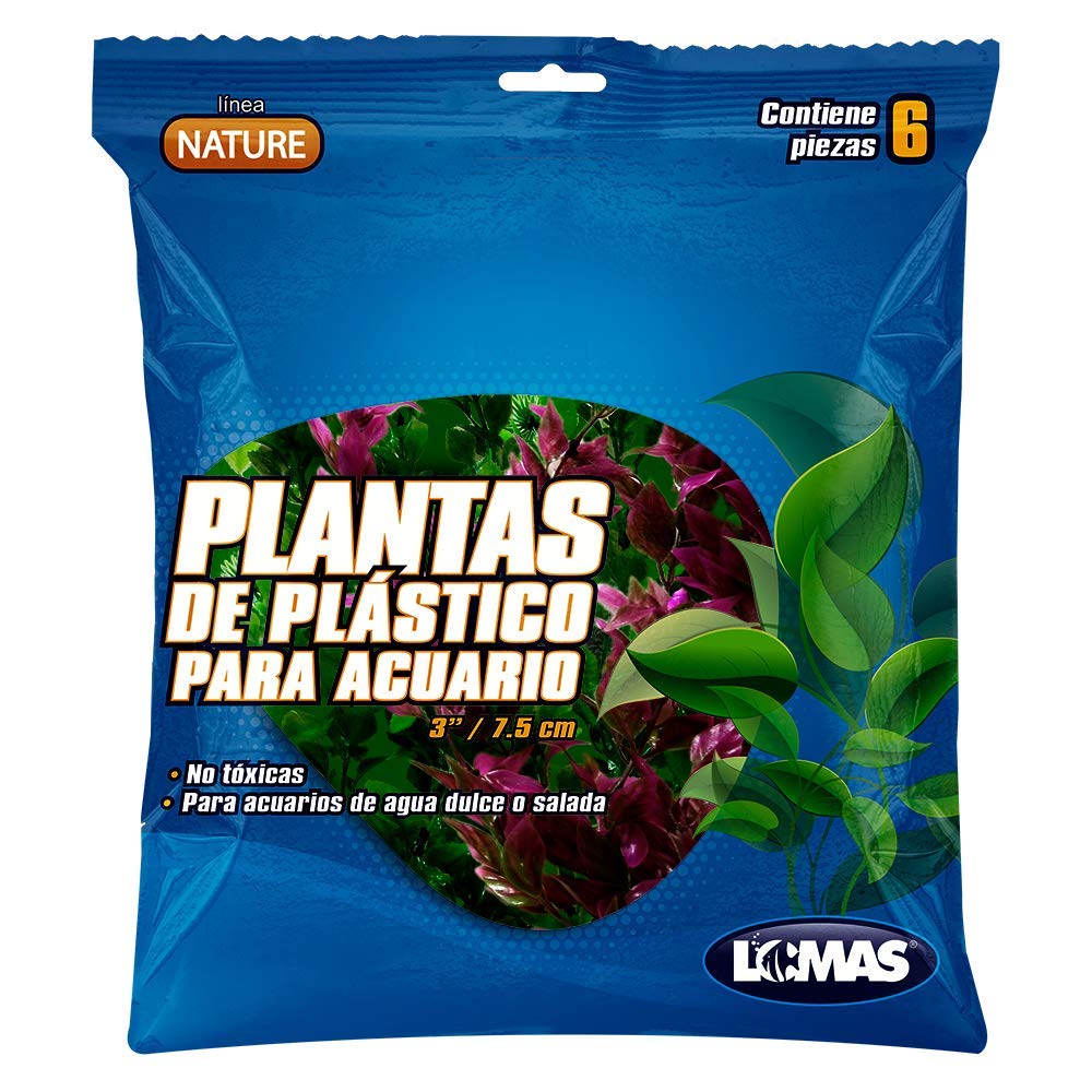 Lomas Grava P/Acuario - Grano Grueso 3 kg + Plantas para Acuario 3" (7.5 cm), 6 Piezas