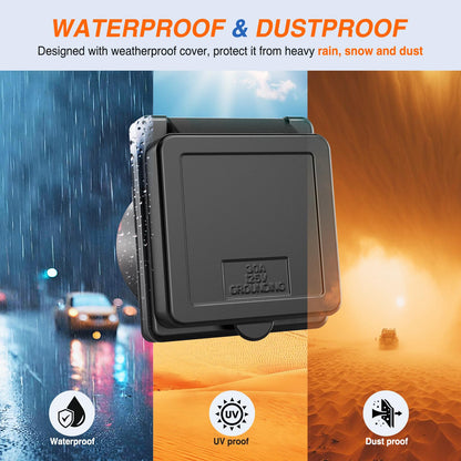 Nilight - Receptáculo de 30 amperios para autocaravana, 125 V, con bloqueo giratorio, NEMA L5-30P, caja de entrada con enchufe macho con brida cerrada y cerrada, con tapa para caravana, caravana,