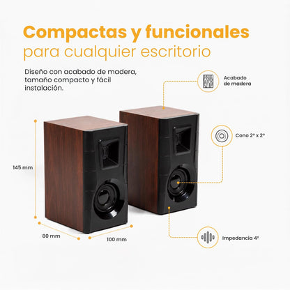 PERFECTCHOICE Bocinas para Computadora Acabado de Madera Sonido 2.0 PC-112686 Meridian