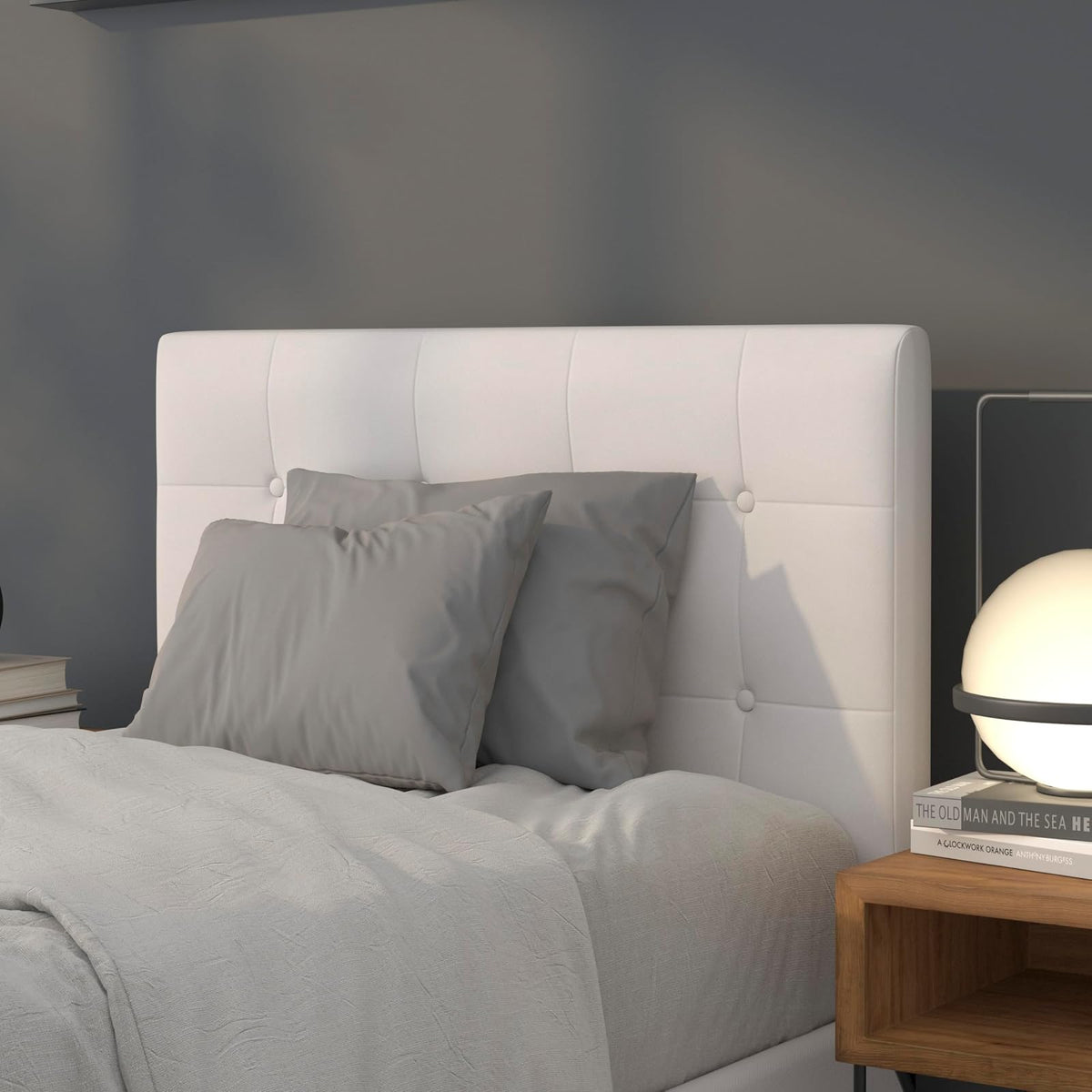 Flash Furniture Lennox - Cabecero tapizado de tamaño Individual en Vinilo Blanco
