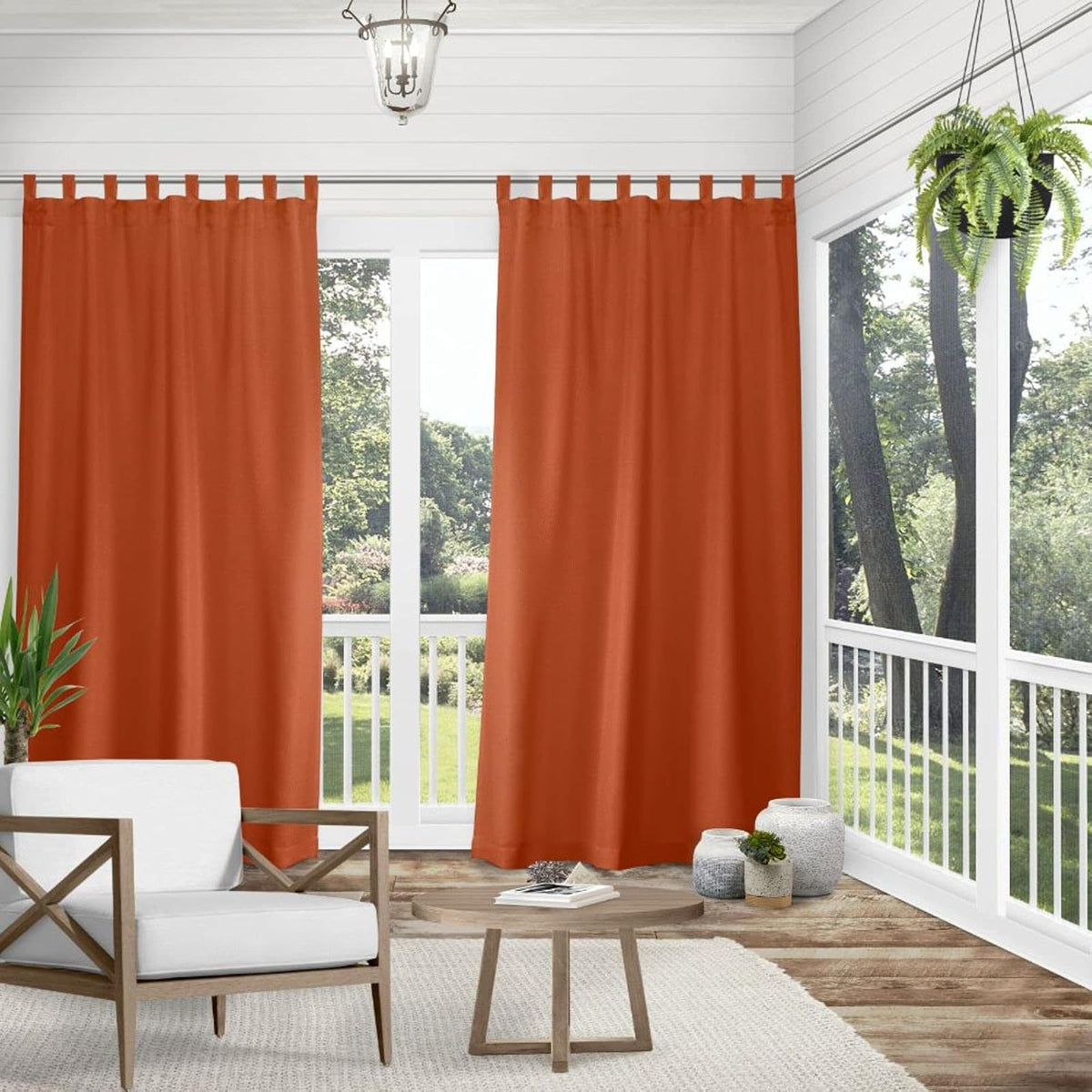 Exclusive Home Cabana - Panel de Cortina Superior de Gancho y Bucle para filtrar la luz, 54 x 84 Pulgadas, Color Naranja meca, Juego de 2