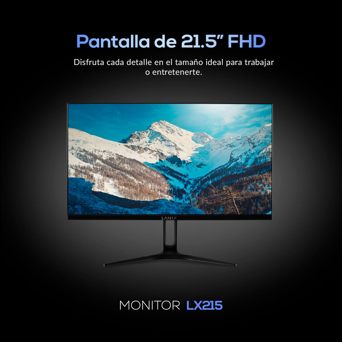 Monitor Lanix LX215 21.5 Pulgadas, 1920x1080 Full HD, Panel VA, HDMI, DisplayPort, Montaje VESA 75x75mm, 100Hz