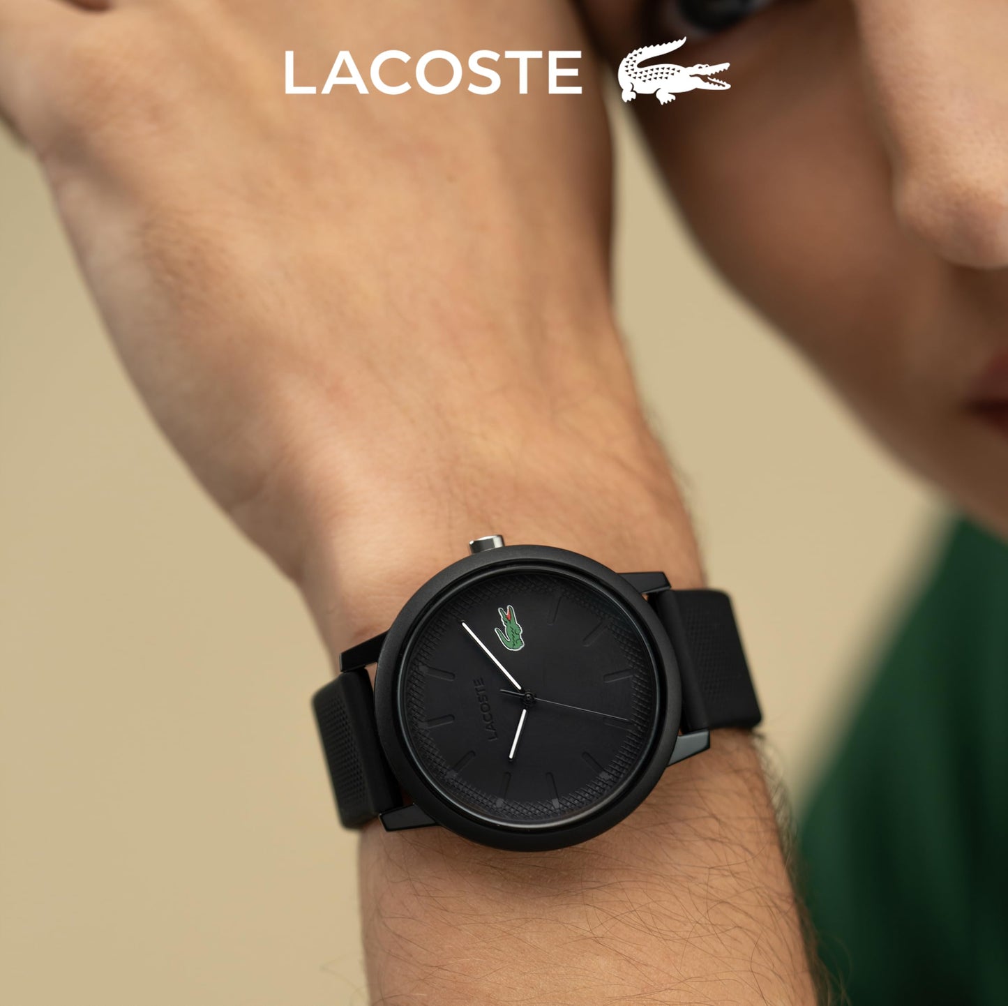Lacoste 12.12 Reloj de cuarzo para hombre, TR90 Case Quartz - Reloj deportivo de alta calidad, Negro -, 42 mm, Goma