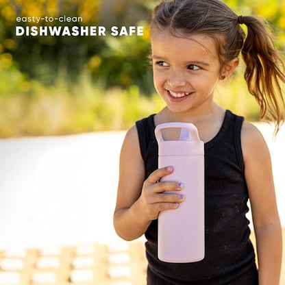 Simple Modern Botella de Agua para Niños con Tapa de Popote | Termo Aislado de Acero Inoxidable | Botellas de Agua para Niñas, Escuela y Deportes | A Prueba de Fugas y Libre de BPA| Mesa Colección | 475ml | Forest