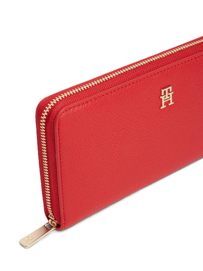 Tommy Hilfiger Cartera Zip Around Walllet para Mujer, Rojo