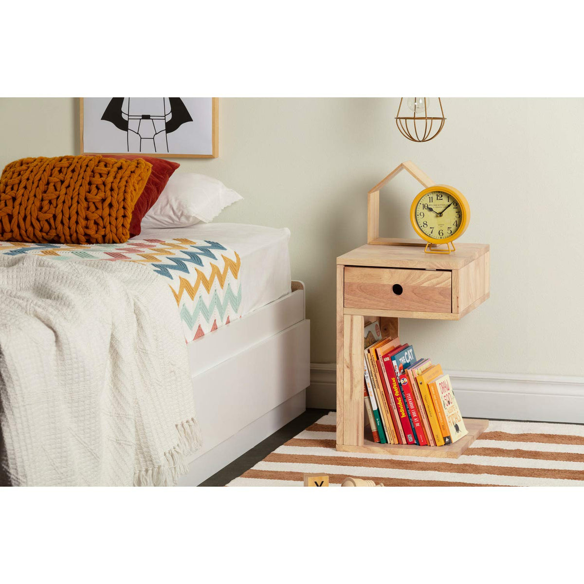 South Shore Furniture Sweedi Solid 1-Drawer Nightstand-Pink Wood