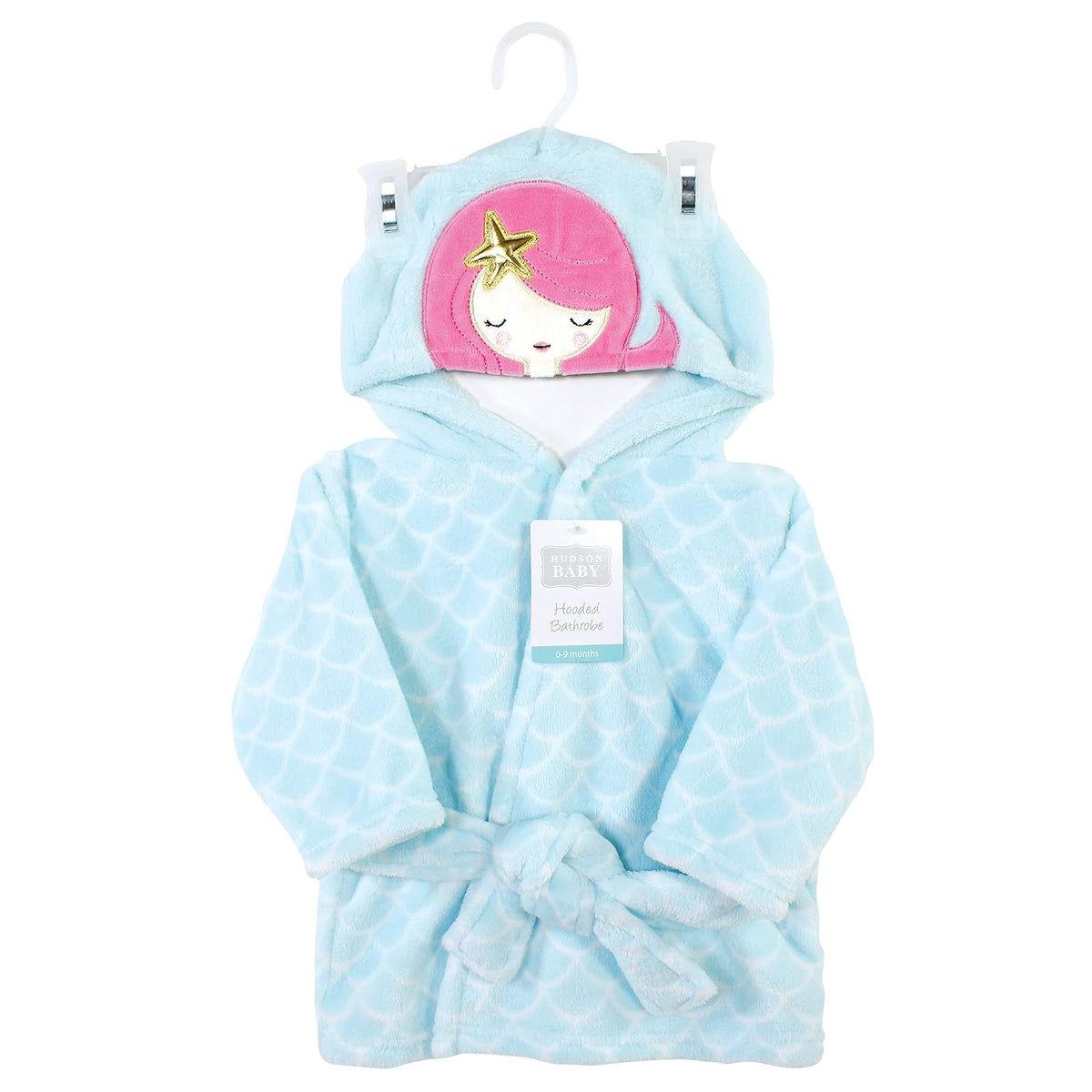 Hudson Baby - Albornoz unisex de felpa con cara de animal, sirena, 0-9 meses