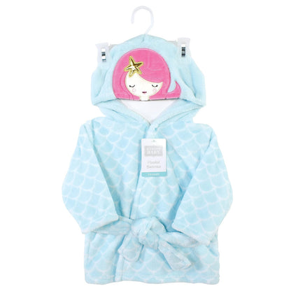 Hudson Baby - Albornoz unisex de felpa con cara de animal, sirena, 0-9 meses
