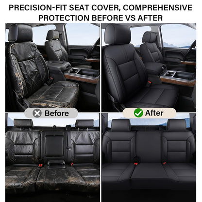 Coverado Fundas De Asiento Silverado, Protectores De Asiento De Automóvil De Piel Impermeable, Juego Completo Personalizado, Compatible Con Chevy Silverado Gmc Sierra Pickup 2014-2018 1500 2015-2019 2500H