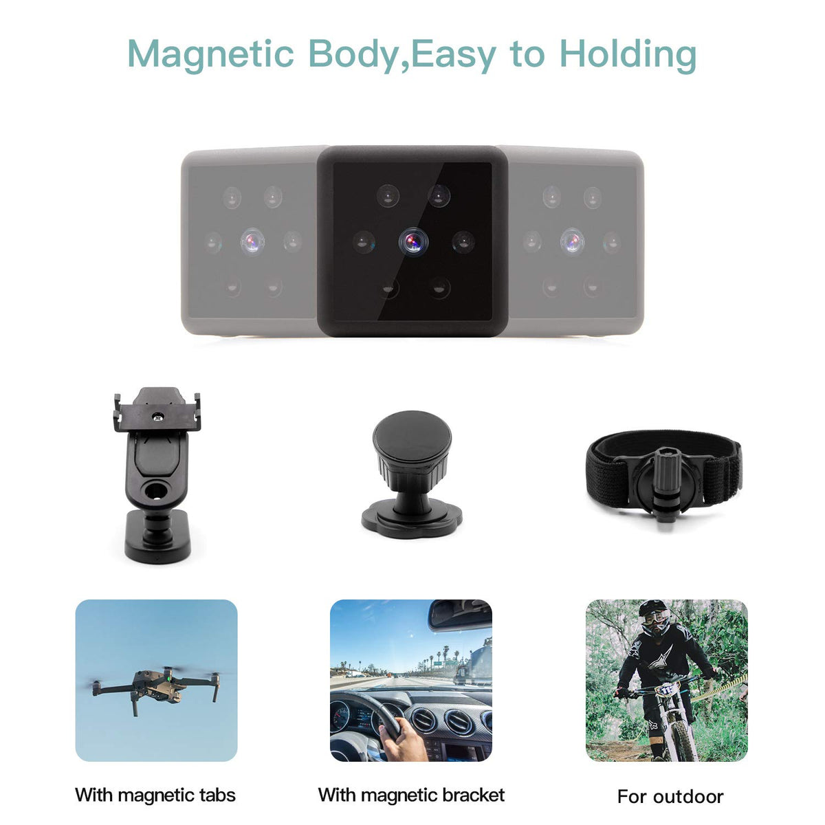 Hertekdo - Mini Cámara, Mini Camara 1080P HD Cámara de Seguridad con Visión Nocturna Detección de Movimiento Grabación en Bucle Mini Camara para Interiores o Exteriores Admite Tarjeta Micro SD 128GB