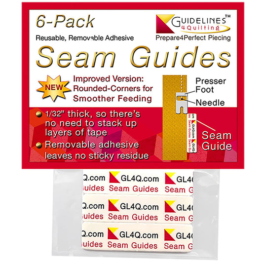Guidelines4quilting - Paquete de 6 guías de Costura – Pelar y Pegar, calcomanía extraíble Que no Deja residuos Guía de Tela precisa para Costura. Altura Perfecta para Tela de Doble Capa. Se Adapta a