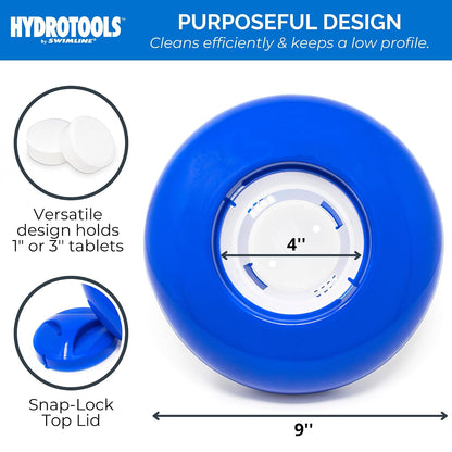 Swimline HYDROTOOLS by SWIMLINE 8720 Dispensador de Productos químicos para Piscina y SPA de Gran Capacidad, Compatible con bromo y Cloro soporta tabletas de 1 a 3 Pulgadas, Anillo de Control
