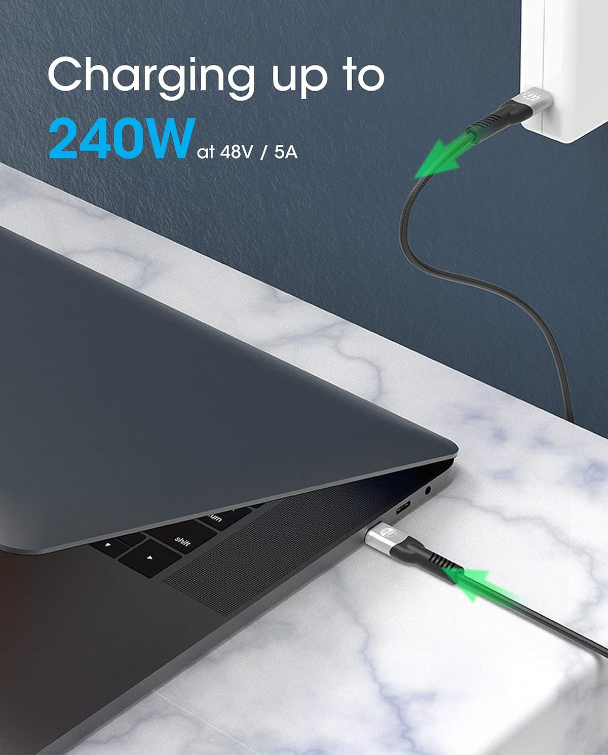 Manhattan Cable USB Tipo C a Tipo C de 2 Metros con Carga de 240 W Trenzado para Portátiles Teléfonos y Tabletas 356367
