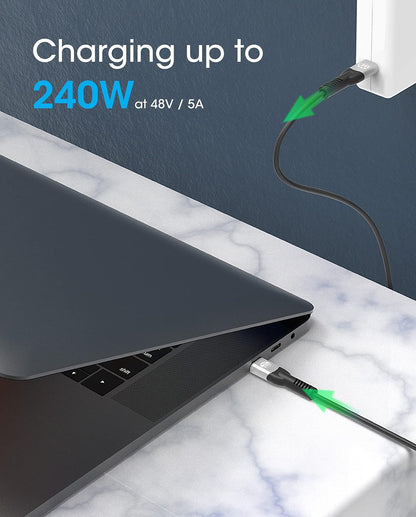 Manhattan Cable USB Tipo C a Tipo C de 2 Metros con Carga de 240 W Trenzado para Portátiles Teléfonos y Tabletas 356367