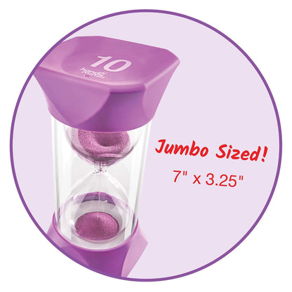 hand2mind Purple Jumbo Sand Timers, 10 Minute Sand Timer, Timer for Kids, Hourglass Sand Timer with Soft Rubber End Caps, Large Sand Timers, Visual Timer, Ten Minute Sand Timer (Set of 1)