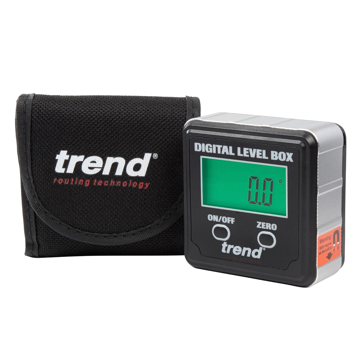 Trend - Caja digital de nivel y buscador de ángulo (base magnética y visualización LCD) para carpintería y ajuste preciso de ángulo de sierra de mesa/inglete, negro, DLB