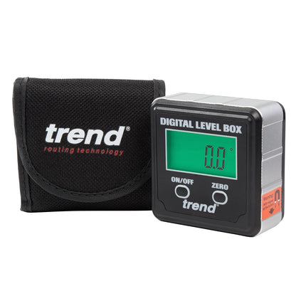 Trend - Caja digital de nivel y buscador de ángulo (base magnética y visualización LCD) para carpintería y ajuste preciso de ángulo de sierra de mesa/inglete, negro, DLB
