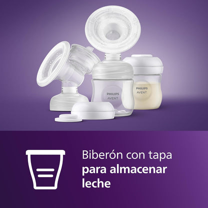 Philips Avent Extractor Manual de Leche│Tecnología Natural Motion│con Biberón Natural│Blanco│4 oz/125 ml│0 m+│2 pzs│SCF430/10