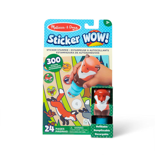 Melissa & Doug Sticker WOW!™ 24-Page Activity Pad and Sticker Stamper, 300 Stickers, Arts and Crafts Fidget Toy Collectible Character – Fox