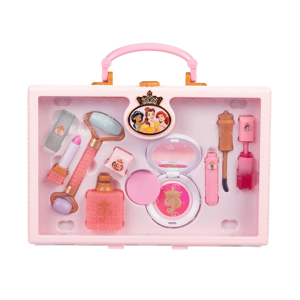 Colección de Estilo Disney Princess para niñas, Bolsa de Maquillaje de Moda, Herramientas de Maquillaje de simulación de Moda, Incluye un Rodillo Facial, Viene con 8 Herramientas de Juego Diferentes