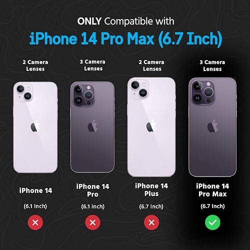 Pelican Voyager Series - iPhone 14 Pro Max Case 6.7" [Compatible with MagSafe] [Anti-Yellow] Magnetic Charging Phone Case With Belt Clip Holster Kickstand [18FT Military Grade Drop Protection] - Clear