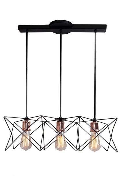 MAXXI MX-CL7011-N/CB Candil de Rejilla Negra con Copos, Cobre