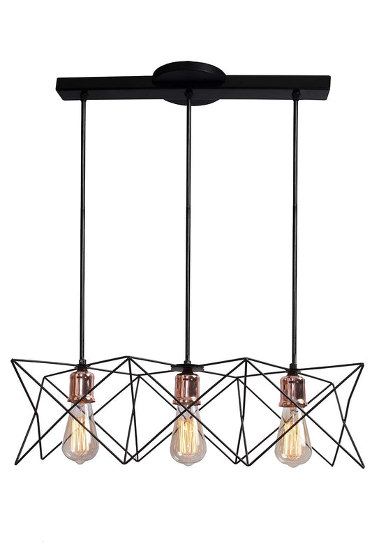 MAXXI MX-CL7011-N/CB Candil de Rejilla Negra con Copos, Cobre